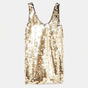 SOLD  BN Zara Sequin Long Tank/Mini Dress w Mesh
